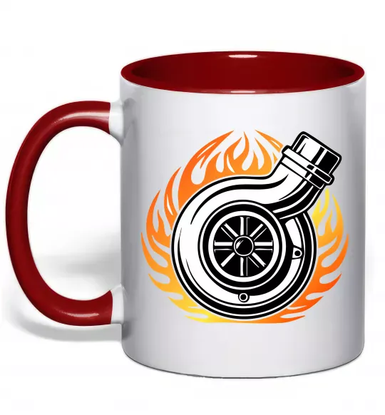Чашка з кольоровою ручкою Тюнінг вогонь Червоний фото