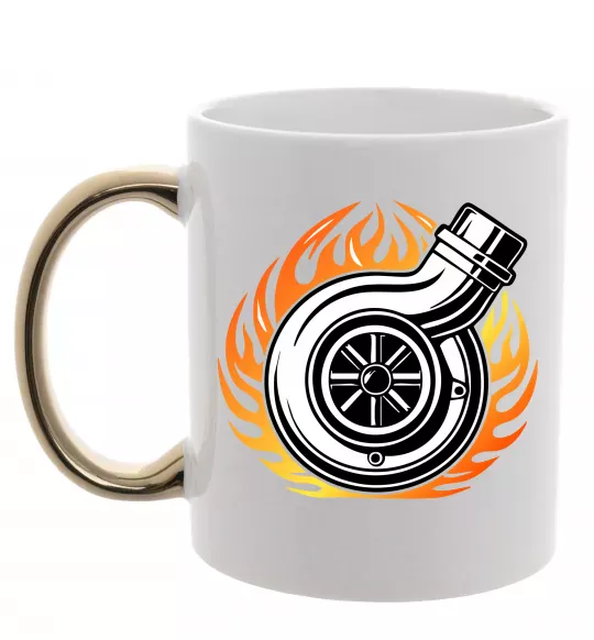 Чашка з кольоровою ручкою Тюнінг вогонь Золото фото