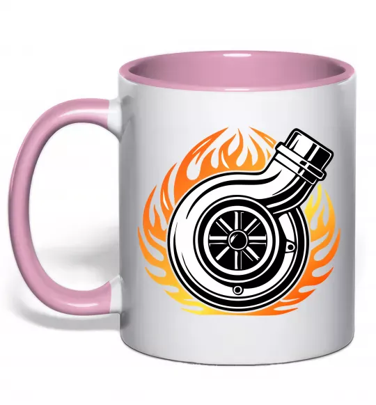 Чашка з кольоровою ручкою Тюнінг вогонь Ніжно рожевий фото