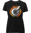 Жіноча преміум футболка Тюнінг вогонь Чорний фото