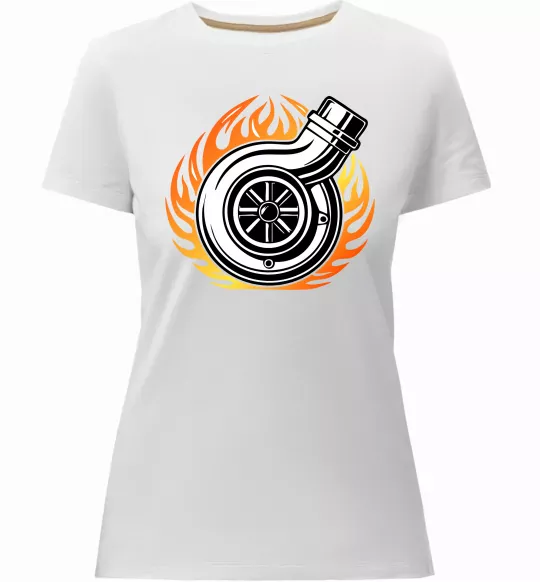 Жіноча преміум футболка Тюнінг вогонь Білий фото