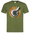 Чоловіча футболка Тюнінг вогонь Оливковий фото