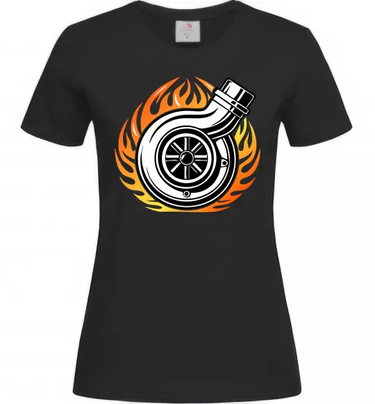 Женская футболка Тюнінг вогонь Черный фото