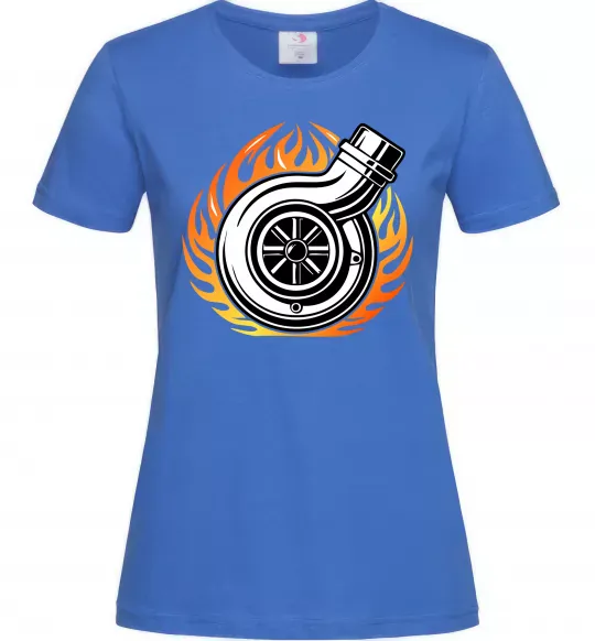 Женская футболка Тюнінг вогонь Ярко-синий фото