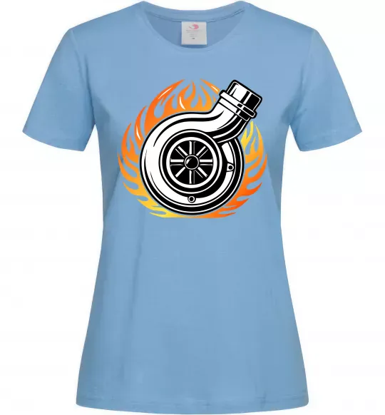 Женская футболка Тюнінг вогонь Голубой фото