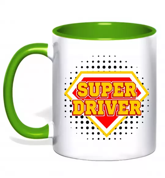 Чашка с цветной ручкой Super driver Зеленый фото