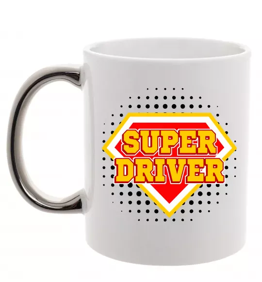 Чашка с цветной ручкой Super driver Серебро фото
