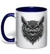 Чашка с цветной ручкой Сова графіка Глубокий темно-синий фото