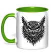Чашка с цветной ручкой Сова графіка Зеленый фото