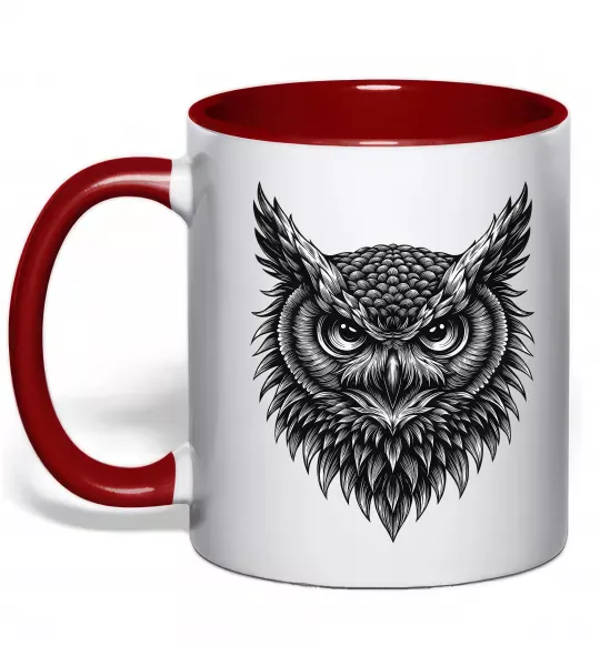 Чашка с цветной ручкой Сова графіка Красный фото