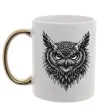 Чашка с цветной ручкой Сова графіка Золото фото