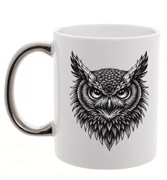 Чашка с цветной ручкой Сова графіка Серебро фото
