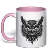 Чашка с цветной ручкой Сова графіка Нежно розовый фото