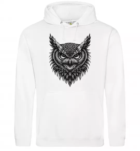 Мужская толстовка (худи) Сова графіка Белый фото