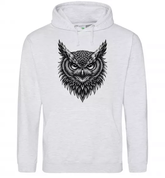 Жіноча толстовка (худі) Сова графіка Сірий меланж фото
