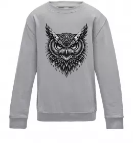 Детский Свитшот Кумедна сова на гілці Черный фото