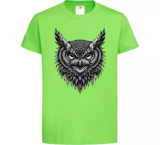 Дитяча футболка Сова графіка Лаймовий фото