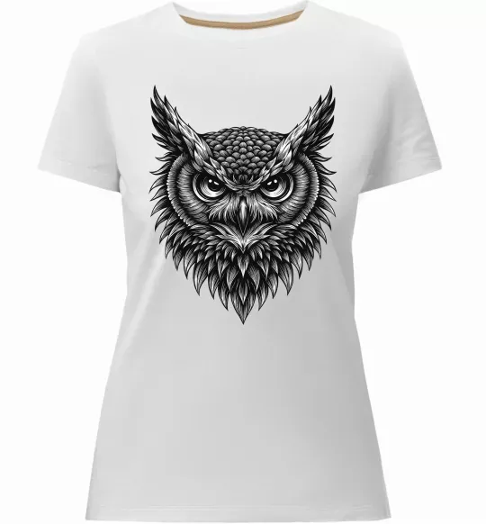 Женская премиум футболка Сова графіка Белый фото