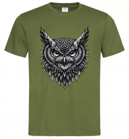 Чоловіча футболка Сова графіка Оливковий фото