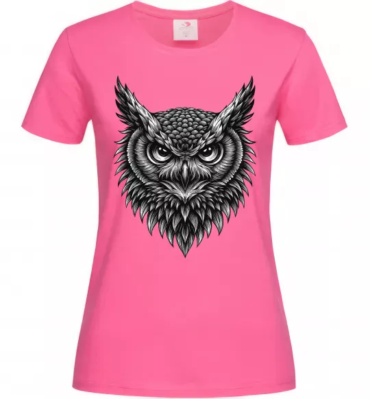 Женская футболка Сова графіка Ярко-розовый фото