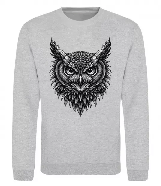 Світшот Сова графіка Сірий меланж фото