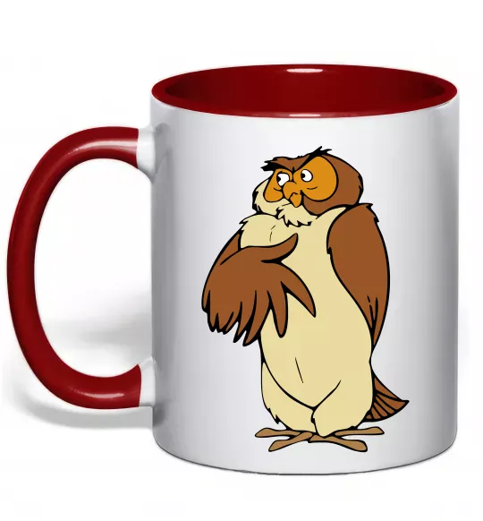 Чашка с цветной ручкой Сова мультфільм Красный фото