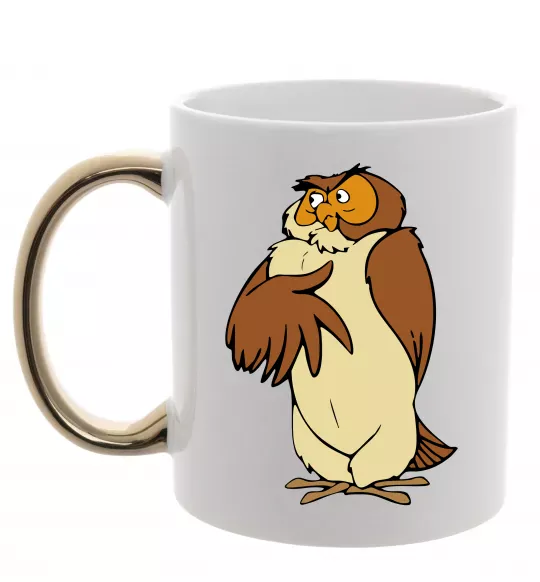 Чашка с цветной ручкой Сова мультфільм Золото фото