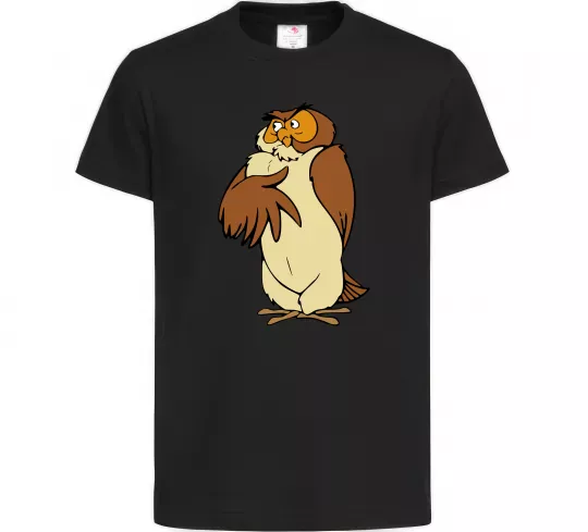 Дитяча футболка Сова мультфільм Чорний фото