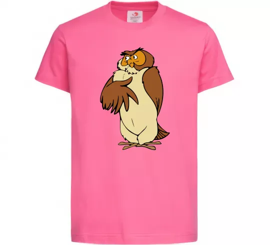 Дитяча футболка Сова мультфільм Яскраво-рожевий фото