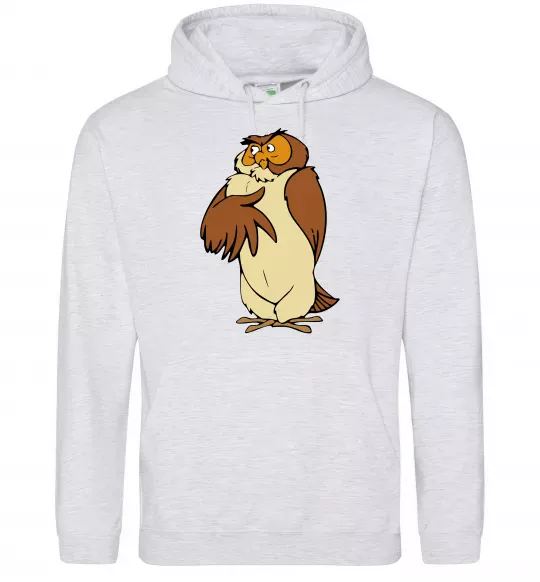 Жіноча толстовка (худі) Сова мультфільм Сірий меланж фото