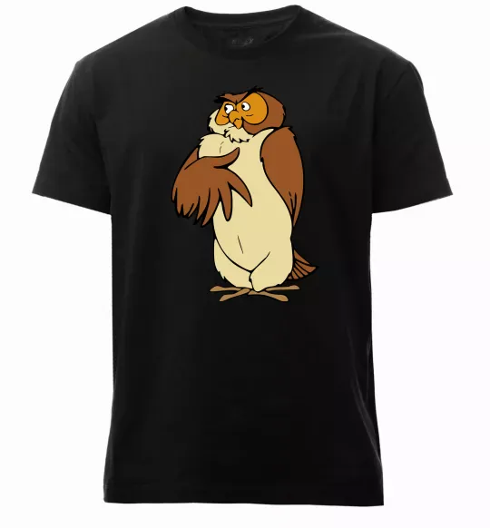 Мужская премиум футболка Сова мультфільм Черный фото