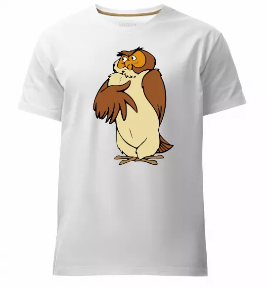 Мужская премиум футболка Сова мультфільм Белый фото