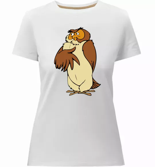 Женская премиум футболка Сова мультфільм Белый фото