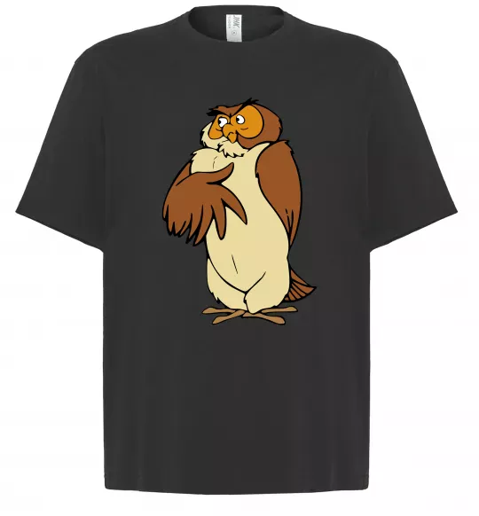 Футболка Оверсайз Сова мультфільм Черный фото