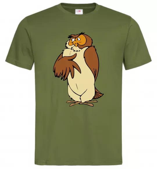 Мужская футболка Сова мультфільм Оливковый фото