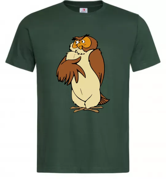 Мужская футболка Сова мультфільм Темно-зеленый фото