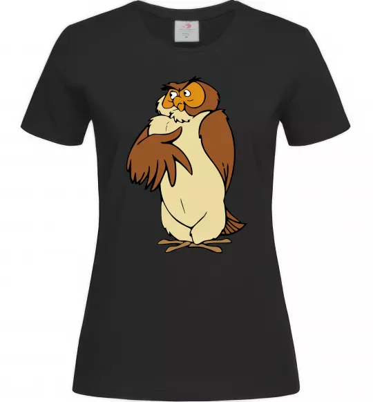 Жіноча футболка Сова мультфільм Чорний фото