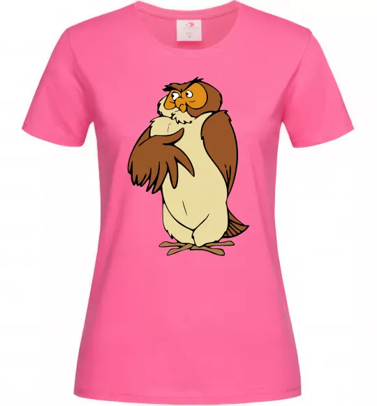 Жіноча футболка Сова мультфільм Яскраво-рожевий фото