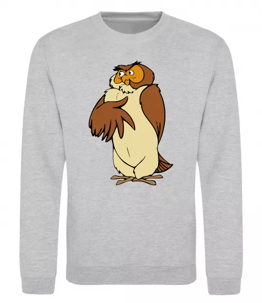 Свитшот Сова мультфільм Серый меланж фото