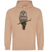 Мужская толстовка (худи) Сова на гілці Песочный фото