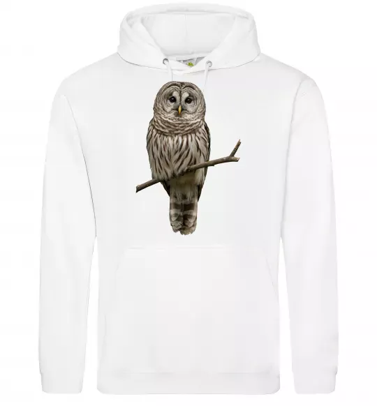 Женская толстовка (худи) Сова на гілці Белый фото