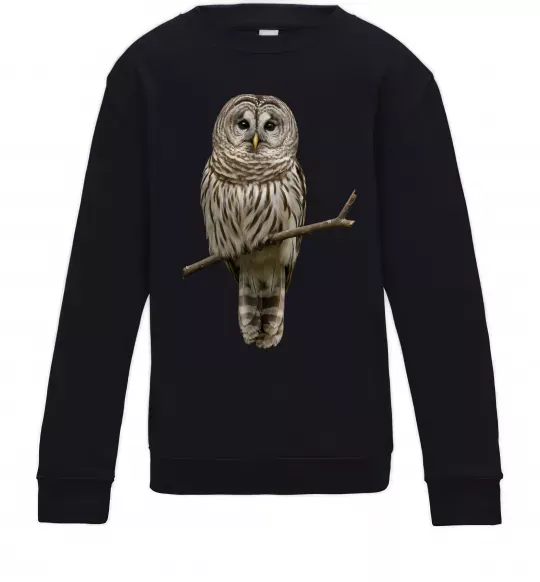 Детский Свитшот Сова на гілці Черный фото