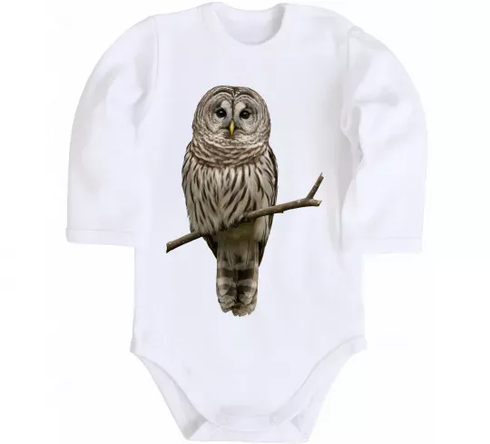 Детский боди Сова на гілці Белый фото