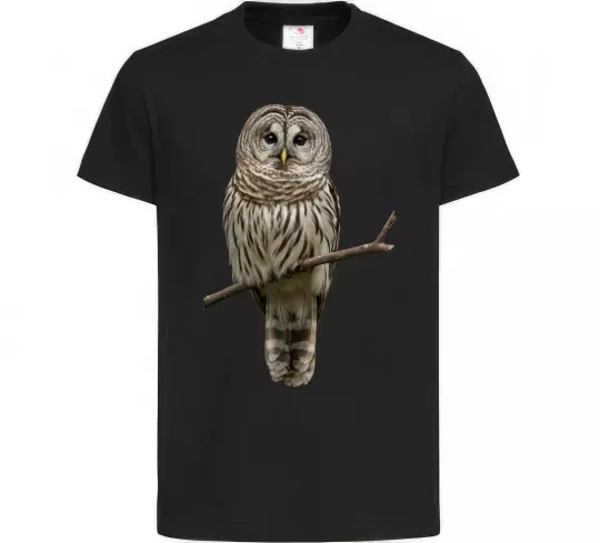 Детская футболка Сова на гілці Черный фото