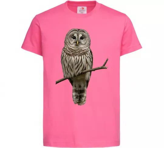 Детская футболка Сова на гілці Ярко-розовый фото