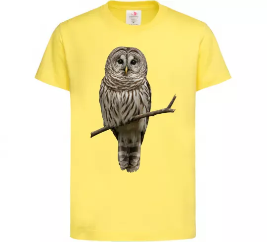 Детская футболка Сова на гілці Лимонный фото