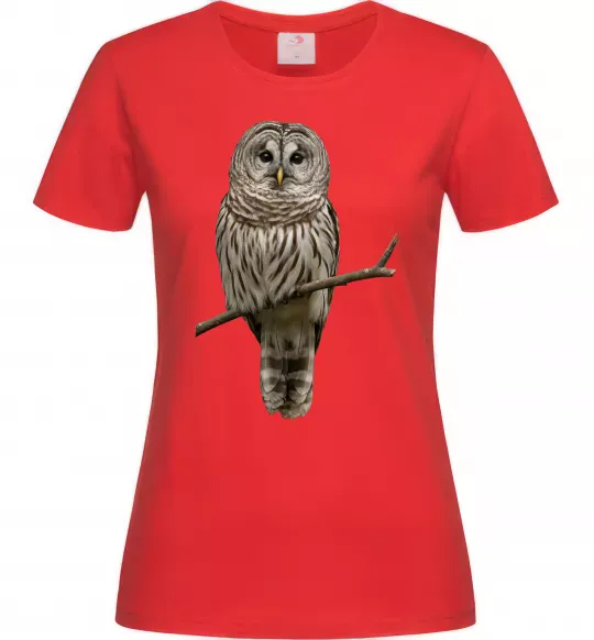 Женская футболка Сова на гілці Красный фото