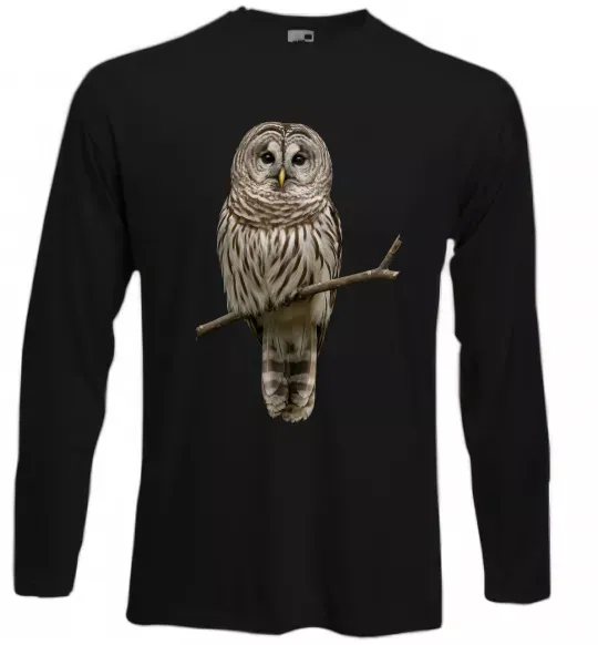 Лонгслів Сова на гілці Чорний фото