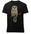 Мужская премиум футболка Сова на гілці Черный фото