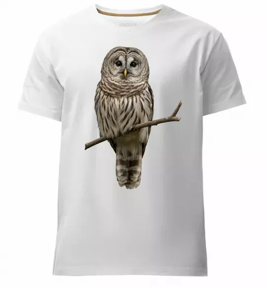 Мужская премиум футболка Сова на гілці Белый фото